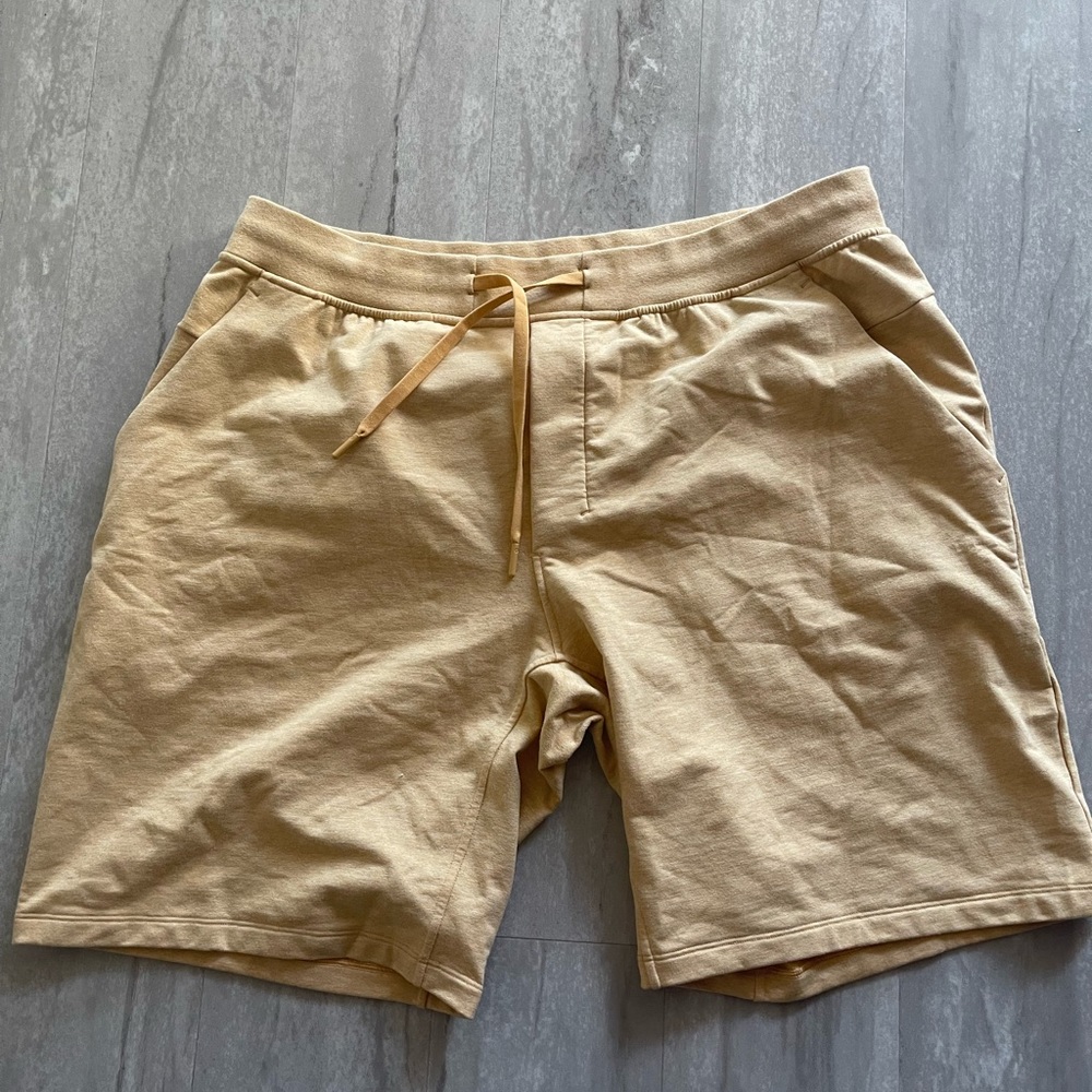 Yellow Lululemon French terry shorts, excellent condition XXL